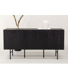 Buffet noir 150 cm façades rainurées