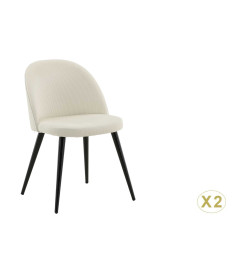 Chaises en velours côtelé blanc
