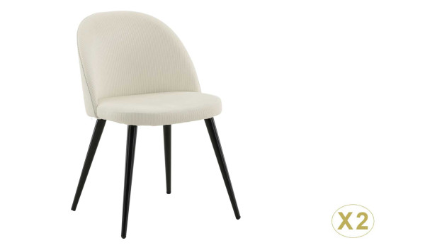 Chaises en velours côtelé blanc