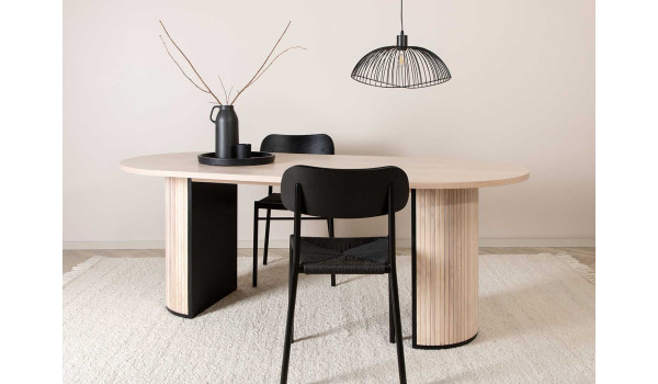 Table à manger moderne chêne blanchi