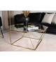 Table basse verre et doré forme design
