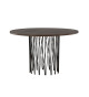 Table à manger ronde 120 cm bois foncé et métal
