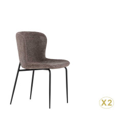 Chaises en tissu bouclé et métal noir