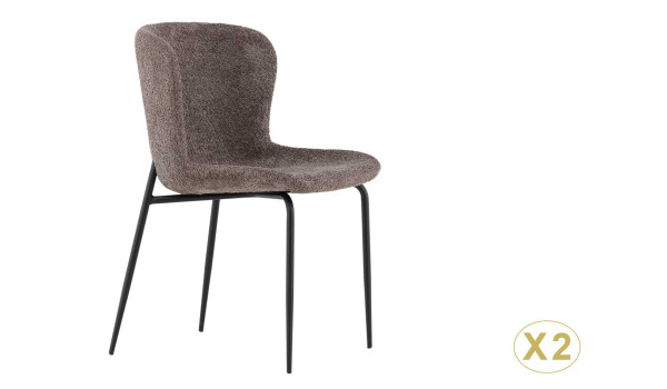 Chaises en tissu bouclé et métal noir