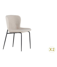 Chaises en tissu bouclé beige