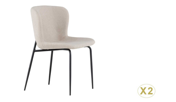 Chaises en tissu bouclé beige