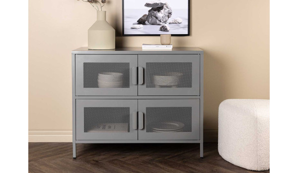 Meuble commode métal gris 90 cm