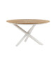 Table de jardin ronde 140 cm blanche et teck