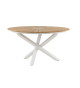 Table de jardin ronde 140 cm blanche et teck