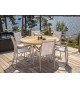 Table de jardin ronde 140 cm blanche et teck