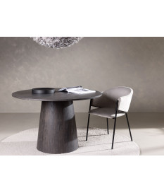 Table à manger ronde bois foncé