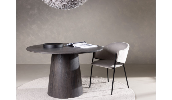 Table à manger ronde bois foncé