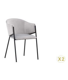 Fauteuils velours gris et métal noir