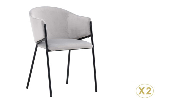 Fauteuils velours gris et métal noir