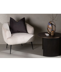 Fauteuil en velours côtelé beige