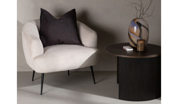Fauteuil en velours côtelé beige