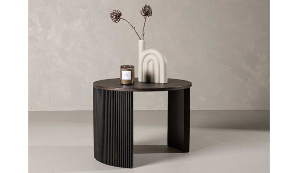 Table d'appoint ronde couleur bois moka
