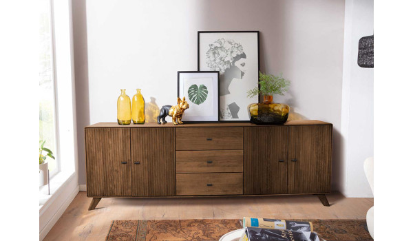 Buffet salle à manger bois foncé 220 cm