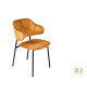 Chaises velours jaune moutarde et métal noir