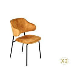 Chaises velours jaune moutarde et métal noir