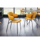 Chaises velours jaune moutarde et métal noir