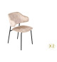 Chaises velours champagne et métal noir