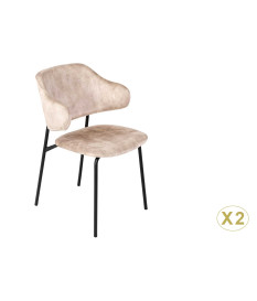 Chaises velours champagne et métal noir