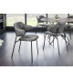 Chaises velours gris foncé et métal noir