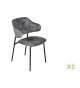 Chaises velours gris foncé et métal noir