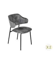 Chaises velours gris foncé et métal noir