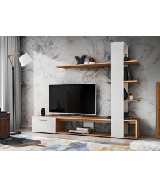 Ensemble TV blanc et chêne Sonoma pas cher