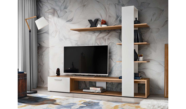 Ensemble TV blanc et chêne Sonoma pas cher