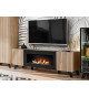 Meuble TV cheminée bio éthanol noir et bois