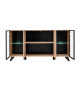 Buffet 160 cm noir et bois et led blanc