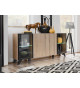 Buffet 160 cm noir et bois et led blanc