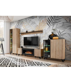Ensemble meuble de salon avec cheminée bio éthanol