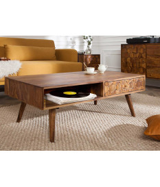 Table basse rectangulaire rétro en sesham