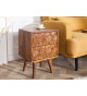Table de chevet en bois sculpté