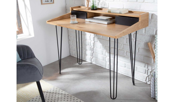 Bureau secrétaire 110 cm aspect chêne