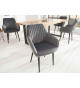 Chaises en velours gris argent et métal noir