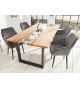 Chaises en velours gris argent et métal noir