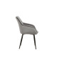 Chaises en velours gris argent et métal noir