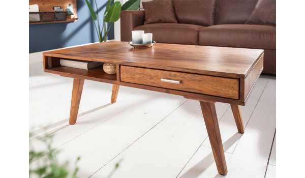 Table basse en sesham rétro 100 cm