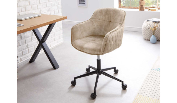 Chaise de bureau design en velours grège