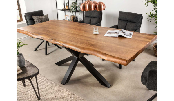 Table de repas 220 cm acacia et métal