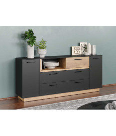 Buffet moderne gris et bois 187 cm