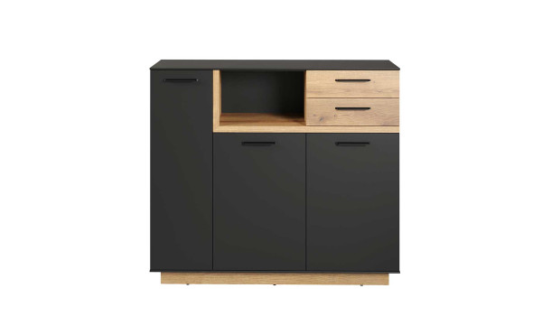Commode 128 cm chêne et gris anthracite