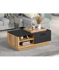 Table basse 110 cm grise et bois