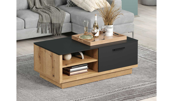 Table basse 110 cm grise et bois