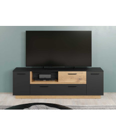 Meuble TV gris et bois 187 cm